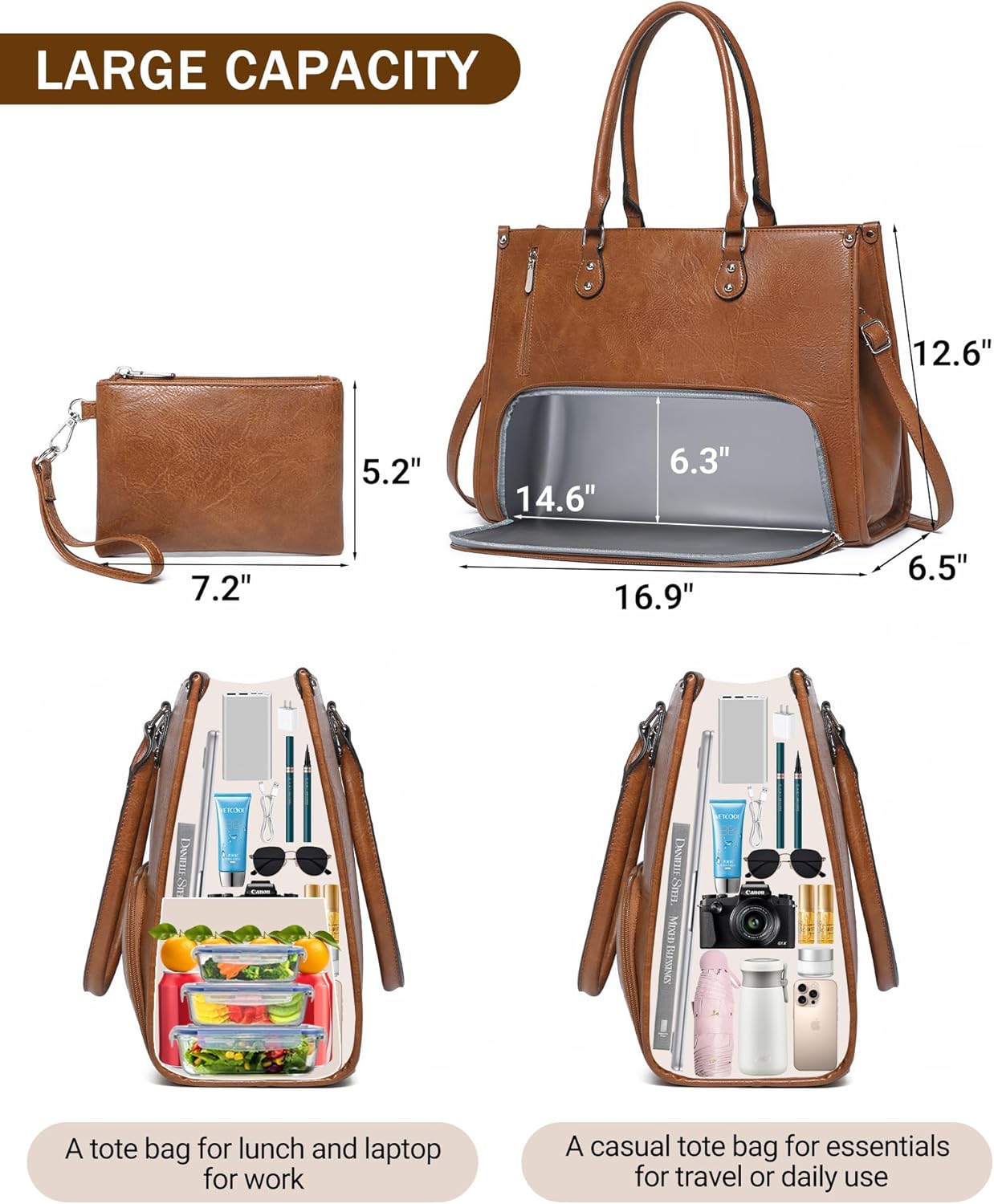 Leather Work Laptop Bag - Torba na laptopa 2 w 1
