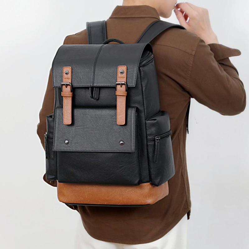 Leather Work Laptop Bag - Nowy męski plecak w stylu vintage,