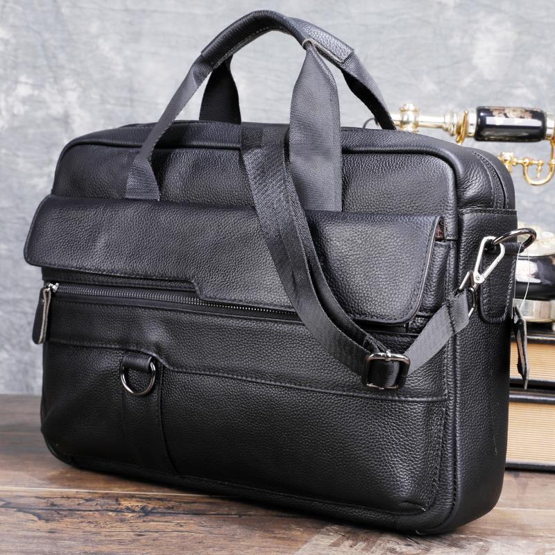 Leather Work Laptop Bag - Duża męska torebka z prawdziwej skóry