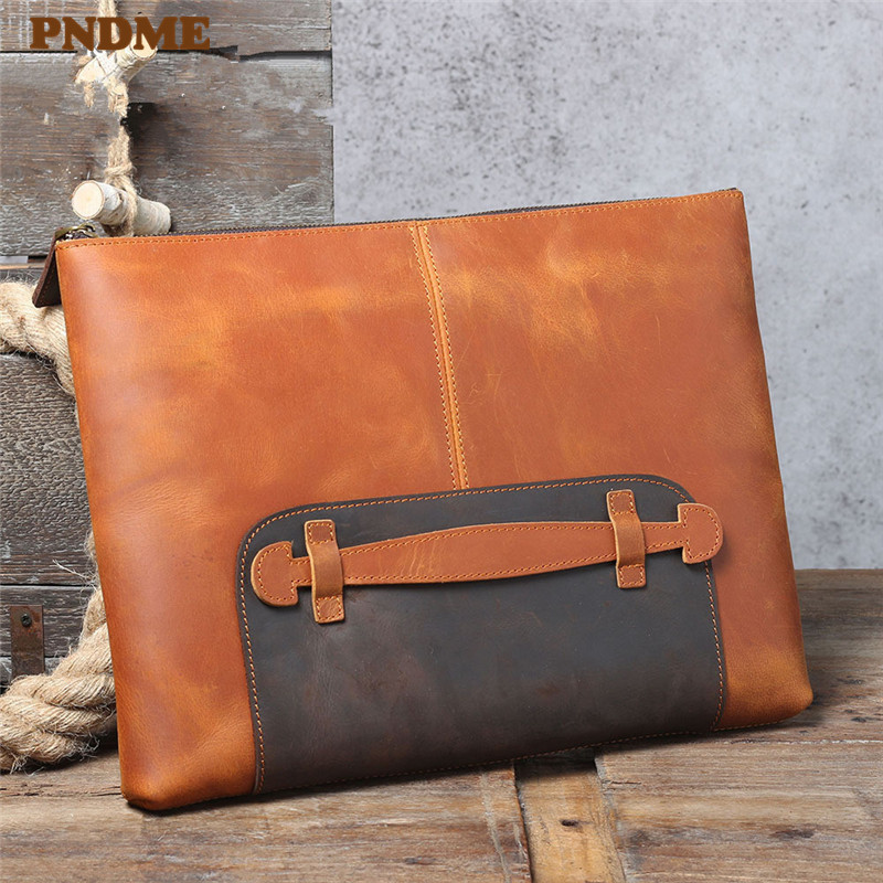 Leather Work Laptop Bag - Vintage, ręcznie robiona, skórzana torba męska