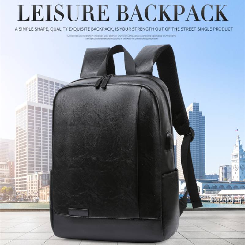 Leather Work Laptop Bag - Modny męski plecak PU Skórzana teczka