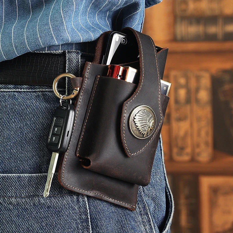 Leatherwork Fasteners - Męska torba na telefon komórkowy z