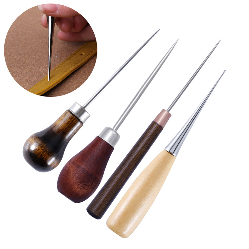 Leatherwork Awl - Trwałe, profesjonalne, skórzane, drewniane rękojeści Szydło