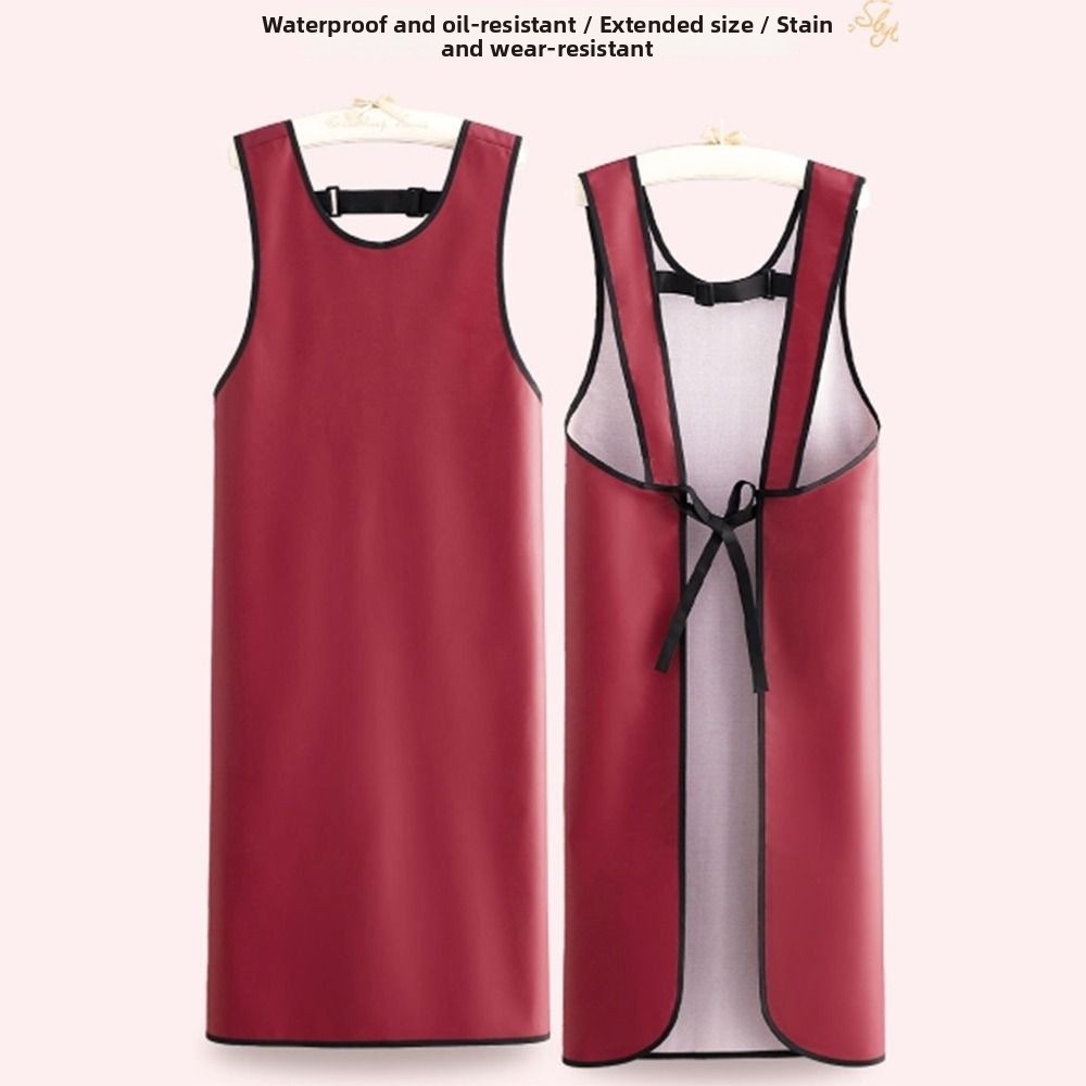 Leatherwork Apron - Bezrękawnikowy wodoodporny damski fartuch skórzany, przedłużony,