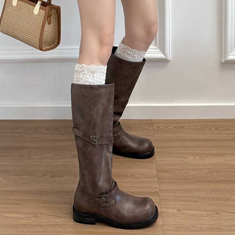 Botki damskie do kolan w stylu – Belt Buckle Blank recenzja i cena